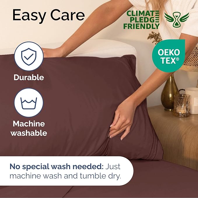 Queen Size 4 Piece Sheet Set - Extra Soft, Breathable and Cooling - Hotel Luxury Durable Bed Sheets for Women & Men - Deep Pockets, Easy-Fit & Wrinkle-Free - Dark Russet Oeko-Tex