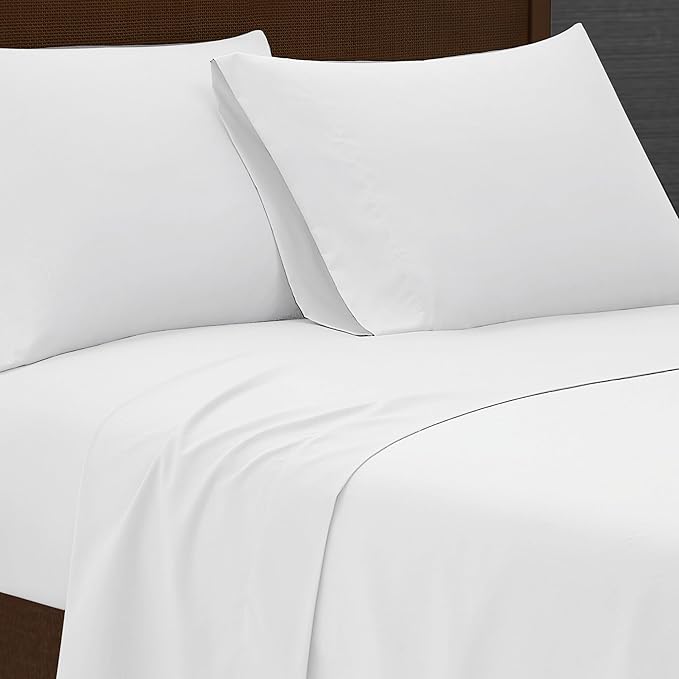 London Fog Garment Washed Solid Sheet Set White Microfiber 5-Piece Split King Sheet Set, Solid Themed, Deep Pocket, Adult and Teen, Oeko-TEX Certified