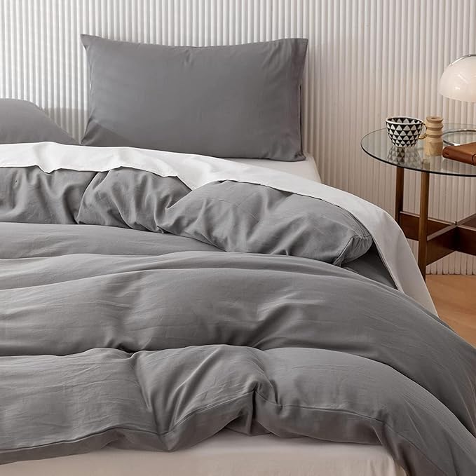 Oversized King Duvet Cover 1000 Thread Count 100% Egyptian Cotton Luxury Hotel Quality Quilt Cover & Pillow Sham - 5 Pc Duvet Cover Set with Zipper Closure, 6 Corner Ties - Light Grey