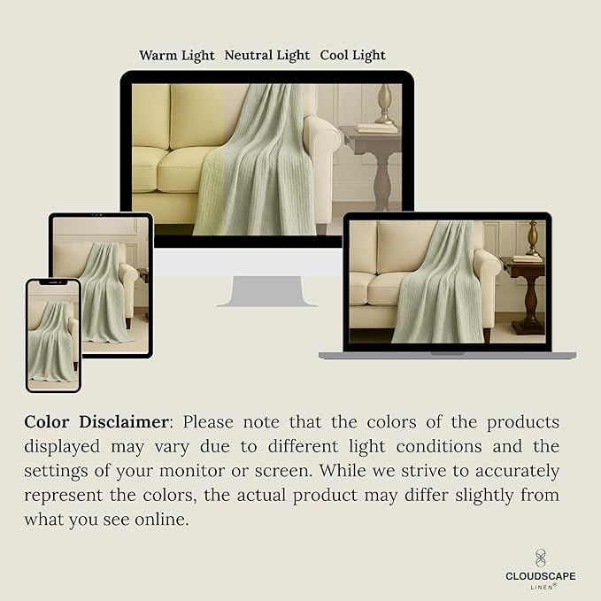 Cloud Scape Linen 8-Layer Muslin Blanket Queen Size - 100% Cotton, Soft and Breathable, Oversized Winter Blanket, Fits up to Full Size Bed, 92x92, Seafoam