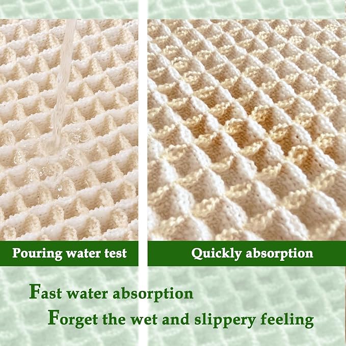 ZALL Beige Waffle Bath Mat,Super Absorbent Non Slip Bathroom Rug,Cream 18x30inch,Machine Washable Ultra Soft Floor Mats