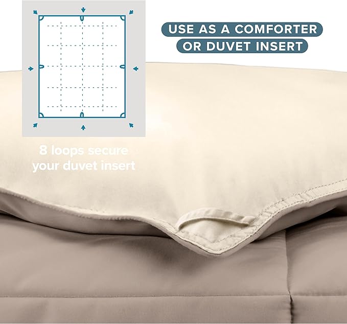 Bare Home Full Comforter - Reversible Colors - Goose Down Alternative - Ultra-Soft - Premium 1800 Series - All Season Warmth - Bedding Comforter (Full, Taupe/Sand)