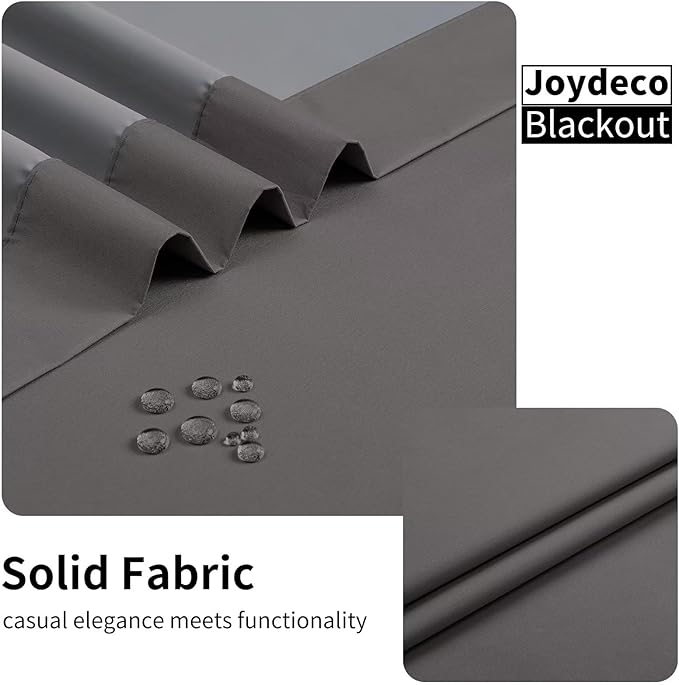 Joydeco Blackout Curtains, 2 Panels Sets, 52x72 Inches, Grey, Grommet, Thermal Insulation, Room Darkening, for Bedroom & Living Room