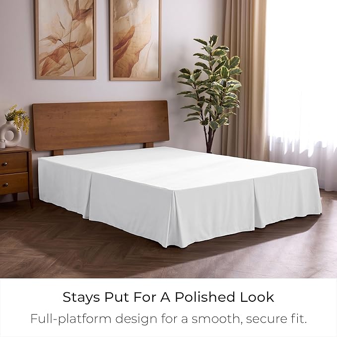 Mellanni Bed Skirt Full Size - Bed Skirting - 15-Inch Tailored Drop Pleated Dust Ruffle - Hotel Luxury Bedding - Wrinkle, Fade, Stain Resistant - 1 Bedskirt (Full, White)