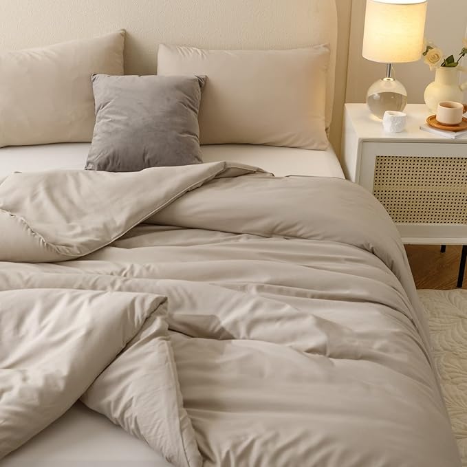 ROSGONIA California King Comforter Set Oatmeal, 3pcs Bedding (1 Boho Cal King Comforter & 2 Pillowcases), All Season Bedspread Blanket Quilt