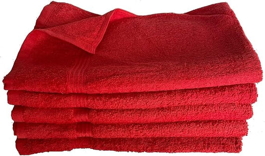 Towel Supercenter 16X27 Cotton Hand Towels (12Pack-24Pack-36Pack-60Pack-120Pack) for Hair, Nail, Tanning Salons, Golf Course (60, RED)