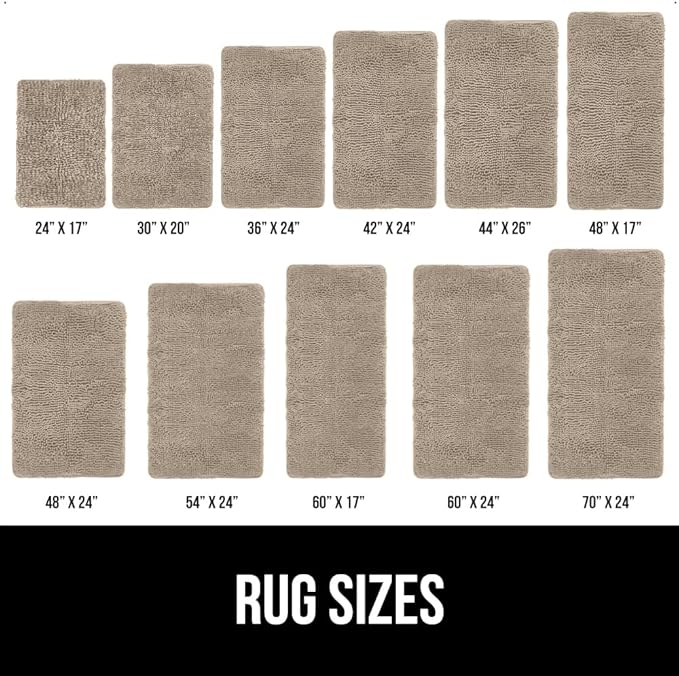 GORILLA GRIP Bath Rug Mat 54x24, Thick Absorbent Chenille, Quick Dry Microfiber Mats, Rubber Backing Washable Shower Floor Rugs, Bathmat Runner, US Designed Bathroom Home Decor Accessories Gray Beige