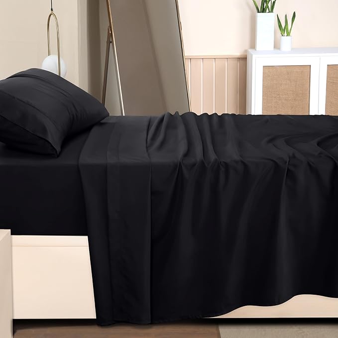 Utopia Bedding Twin XL Sheets - 3 Piece Bedding - Brushed Microfiber - Shrinkage and Fade Resistant - Easy Care (Twin Extra Long Black)