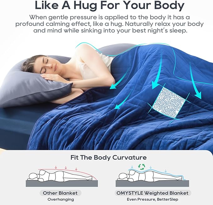 Weighted Blanket King Size 30lbs (88''x104'', Dual-Sided), Reversible Cozy Warm Velvet & Cooling Tencel King Weighted Blanket for Adults and Couples All Season Use - Carry Bag Included, Navy Blue