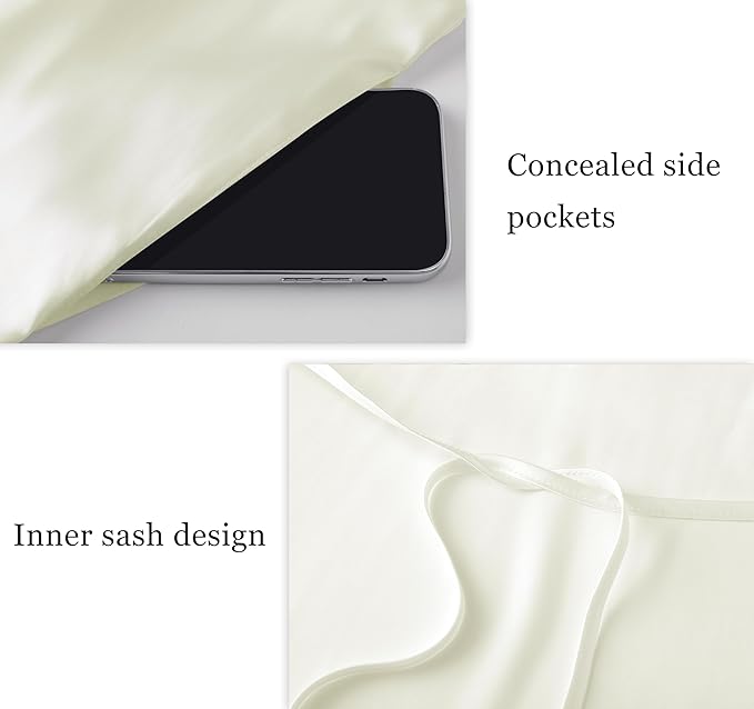 PRODESIGN Satin Kimono Robe Long Silky Bathrobe with Ostrich Feather Trim Sleepwear Wedding Bridesmaid Dressing Gown