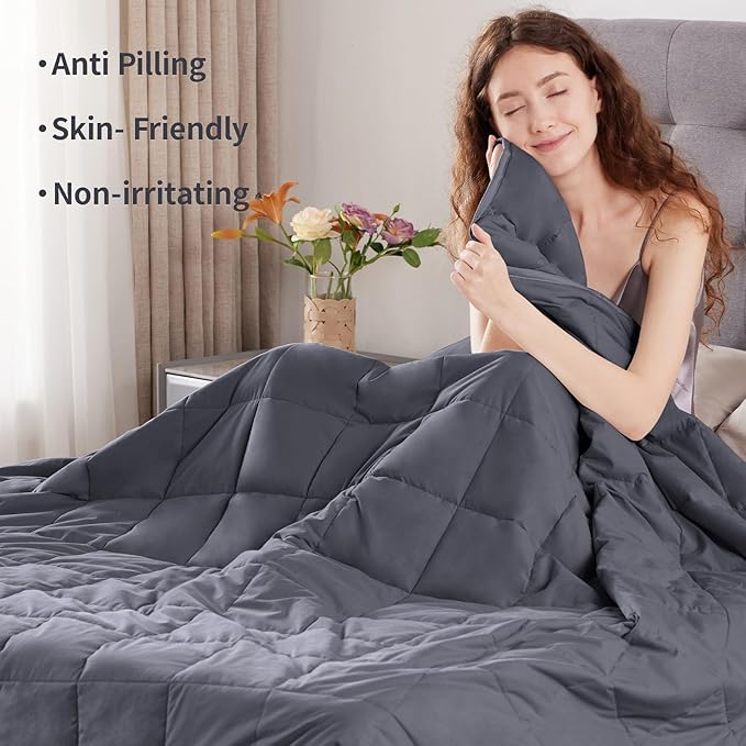 Weighted Blanket Queen/King Size (80"x87" 20lbs),Ultra Soft and Cozy Cooling Weighted Blanket for Adult,Heavy Blanket with Machine Washable Soft Blanket, Dark Grey