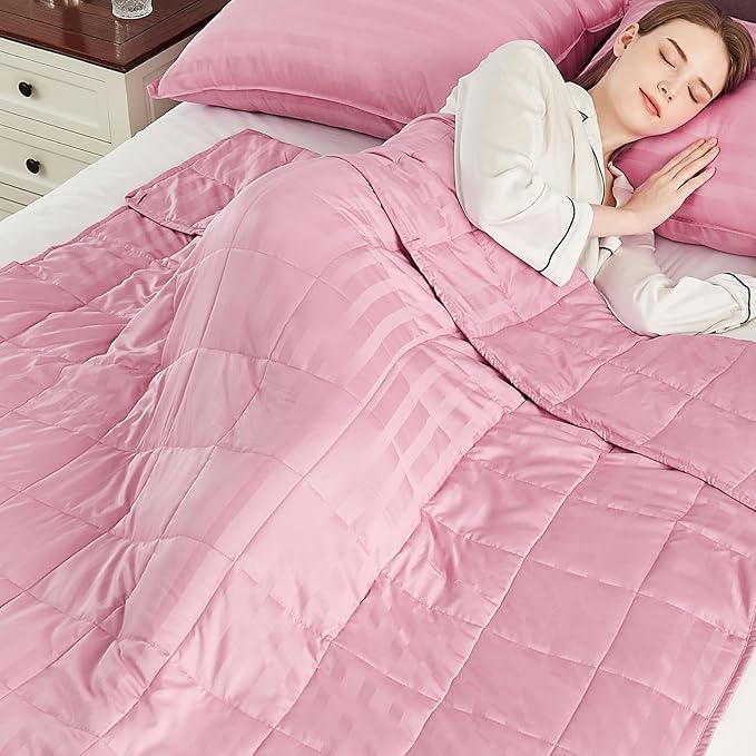 Weighted Blanket Queen Size (60"x80" 12lbs),Ultra Soft and Cozy Cooling Weighted Blanket Queen Size for Adult,Heavy Blanket with Machine Washable Soft Blanket, Pink