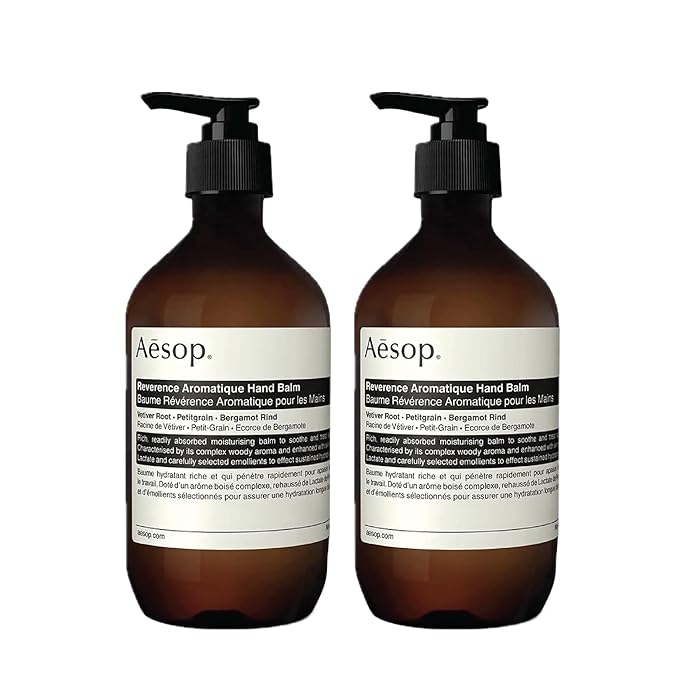 Aesop Reverence Aromatique Hand Balm | Rich, Skin-Softening Balm For Sustained Hydration with Emollient Ingredients | Vegan and Cruelty-Free | 16.9 oz (Pack of 2)