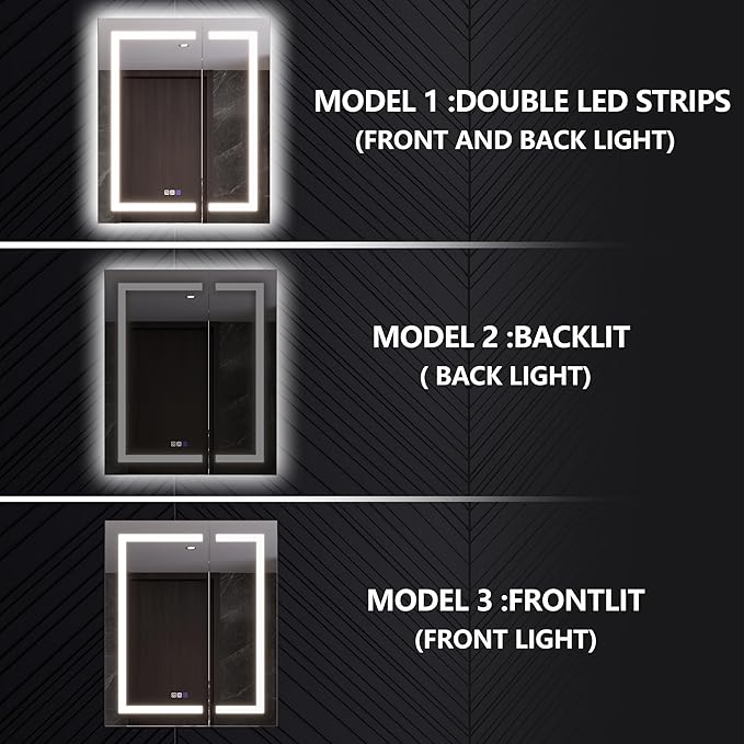 Lighted Medicine Cabinet with Mirror 30"x36" Recessed LED Medicine Cabinet Mirror, Front&Backlit, Anti-Fog, Stepless Dimming, 3-Color Temperatures, Magnifier, 2 Outlets, Storage Shelves, ETL Certified