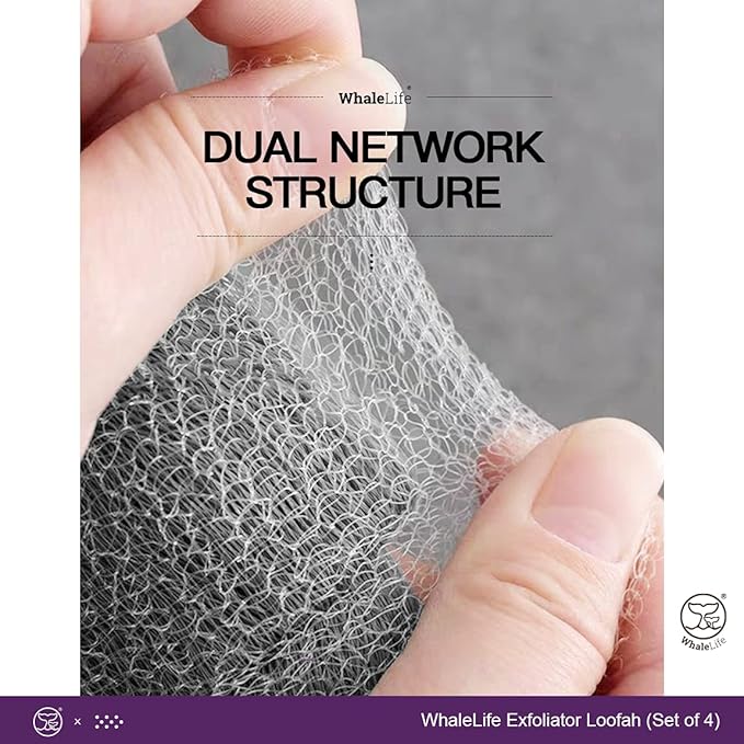 Loofah Sponge Bath Sponge for Women Men 4 Pack (Gray Rough Surface)