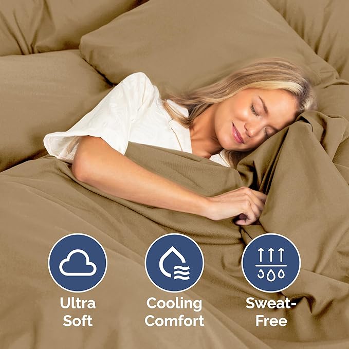 Twin Size 3 Piece Sheet Set - Extra Soft, Breathable & Cooling Sheets - Hotel Luxury Durable Bed Sheets for Women & Men - Deep Pockets, Easy-Fit & Wrinkle-Free Sheets - Caramel Oeko-Tex Bed Sheet Set