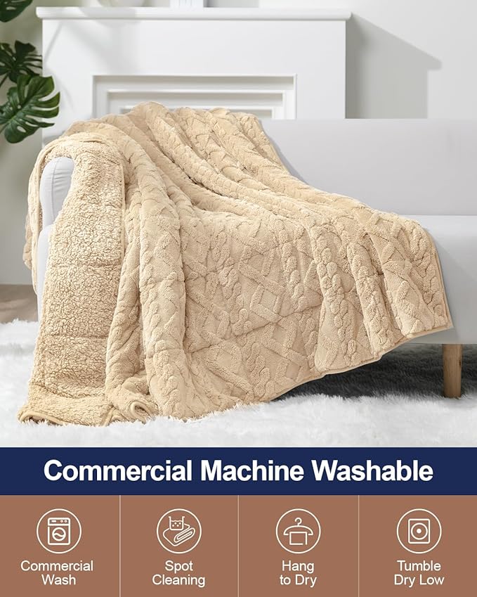 Super Fuzzy Soft Sherpa Fleece Weighted Blanket, 15 lbs Dual Sided Fluffy Heavy Weighted Blankets for Adults - No Bunching with Double Layers of Soft Inner Lining (60"x 80", 15 Pounds)