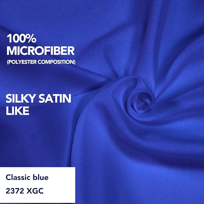 PureFit Wrap Around Ruffled Bed Skirt with Adjustable Elastic Belt - 22 Inch Drop Easy to Put On, Wrinkle Free Bedskirt Dust Ruffles, Bed Frame Cover for Queen, King and C-King Size Bed, Classic Blue