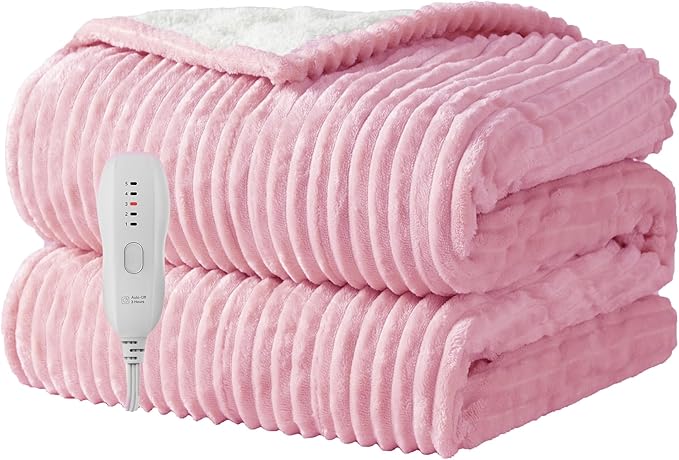 Heated Blanket Electric Blanket Throw 50”X60”-Heating Throw with 5 Heat Settings-3 Hours Auto Off,ETL Certified,Machine Washable (Pink)
