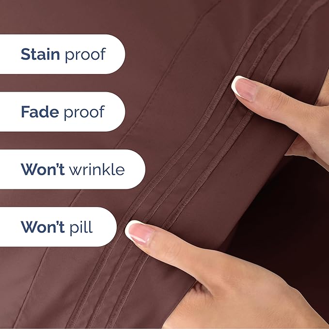 Queen Size 4 Piece Sheet Set - Extra Soft, Breathable and Cooling - Hotel Luxury Durable Bed Sheets for Women & Men - Deep Pockets, Easy-Fit & Wrinkle-Free - Dark Russet Oeko-Tex