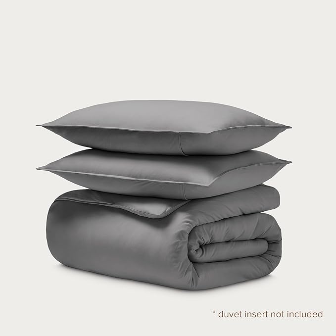 Bare Home 100% Organic Cotton Jersey Duvet Cover Set - King/Cal King Size - Ultra Soft - 100% Cotton - 3pcs - Corner Ties - Button Closure - Bedding Duvet Cover & Pillow Shams (King/Cal King, Grey)