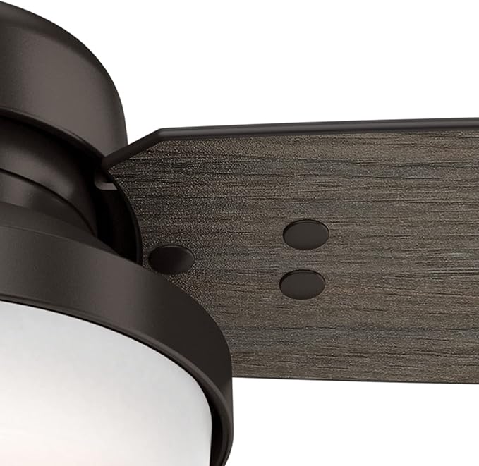 Hunter 52 inch Indoor Ceiling Fan with LED Light and Remote Control - Bronze Ceiling Fan, Standard Mount, 3 Blades, For Bedroom, Living Room, or Kitchen - Sentinel 59210, Premier Bronze