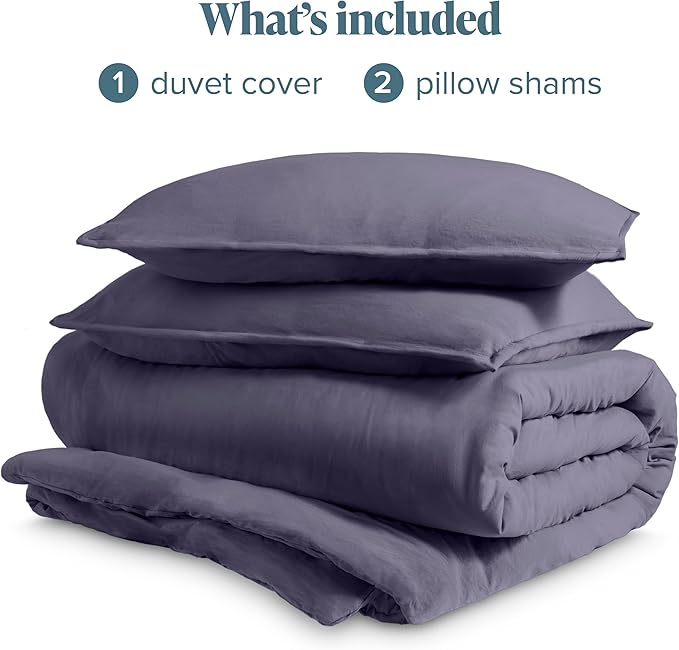 Bare Home Microfiber Duvet Cover Set - Ultra Soft Washed Microfiber - Oversized King Size - Linen-Like Look - Easy Care - Breathable Fabric - Our Softest Duvet Cover Set (Oversized King, Dusty Purple)