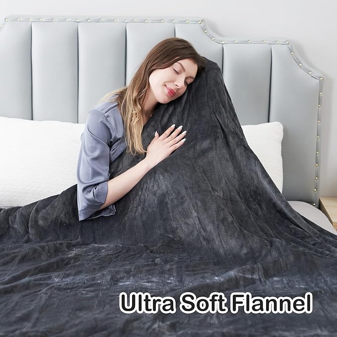 Electric Heated Blanket Queen Size 84"x90", Cozy Large Oversized, 6 Heating Levels & 1-10 Hours Auto Off, Machine Washable, Dark Gray