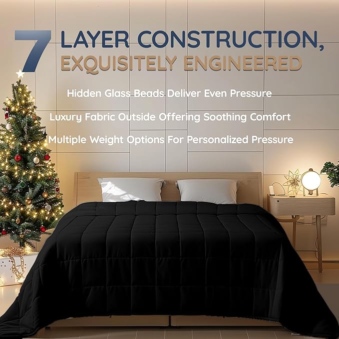 HomeSmart King Size Weighted Blanket 20lbs, Soft, Thick, Heavy Blanket, Fits Standard and California King Beds, Black
