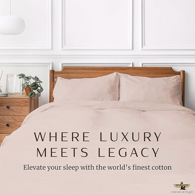 100% Egyptian Cotton Sheets Split King Size | 1200 Thread Count | CEA Gold Seal Certified | Ultra Soft | Cooling for Hot Sleepers | 18" Deep Pocket | Split King Size [Dune]