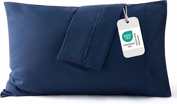 Bedsure Pillow Cases Standard Size Set of 2 - Navy Microfiber Pillowcases, Super Soft and Cozy Double Brushed Pillow Case Covers with Envelope Closure, Wrinkle, Fade and Stain Resistant, 20x26 Inches