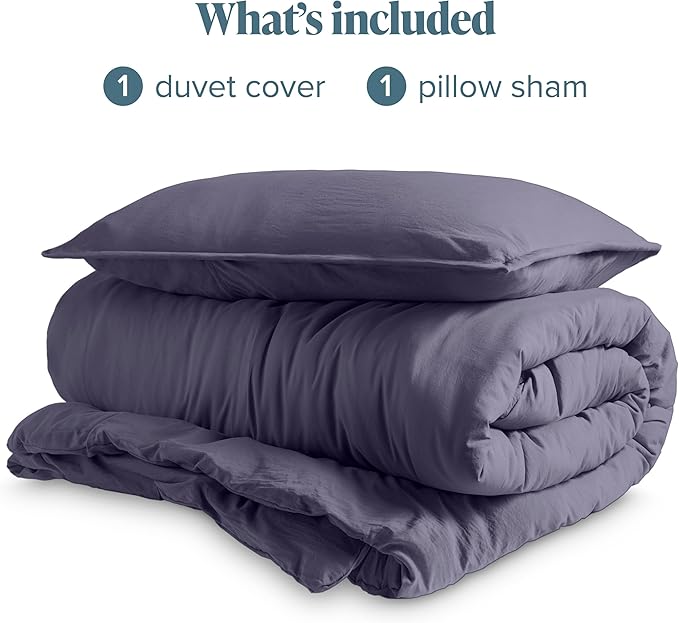 Bare Home Microfiber Duvet Cover Set - Ultra Soft Washed Microfiber - Twin/Twin Extra Long - Linen-Like Look - Easy Care - Breathable Fabric - Our Softest Duvet Cover Set (Twin/Twin XL, Dusty Purple)