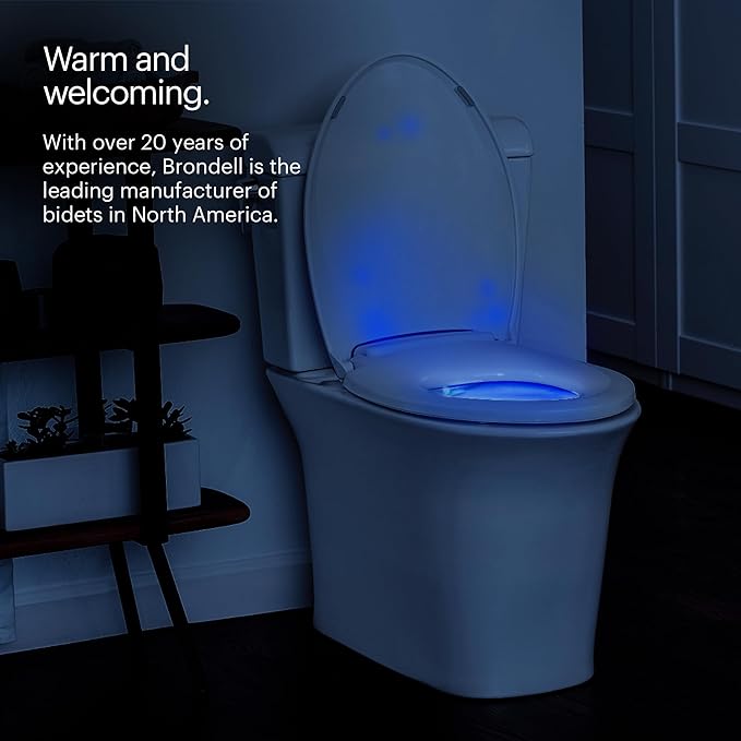 Brondell L60-EW LumaWarm Heated Nightlight Elongated Toilet Seat, White