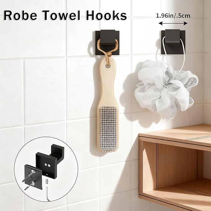20-Piece Matte Black Bathroom Accessories Set, 16-in Bathroom Towel Rack Set, 304 Stainless Steel Bathroom Hardware Set, Robe Towel Hooks, Toilet Paper Holder Wall Mounted (20 Pcs)