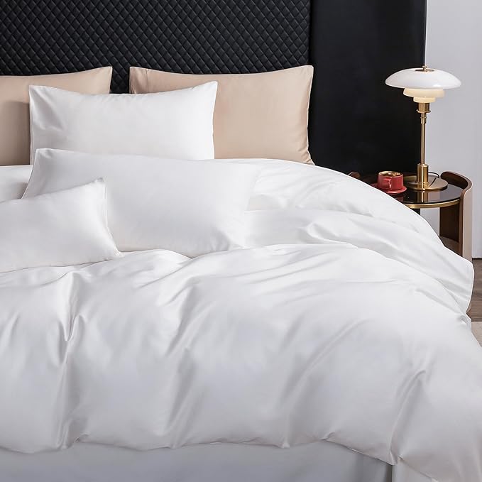 MooMee Duvet Cover Set 100% Extra Long Staple Cotton 600 Thread Count Silky Sateen Smooth Luxury Soft Breathable Durable Hotel Quality Bedding, 3 Pieces (Butter Yellow, King 104"x90")