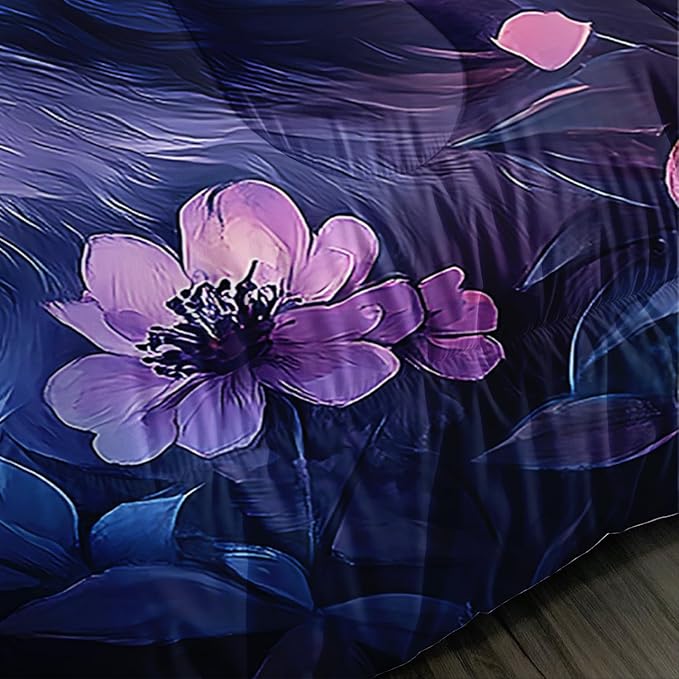 Kids Cat Comforter Set Twin Size,Fantasy Cats Butterfly Flowers Bedding Set for Kids Girls Kawaii Room Decor,Cute Little Animal Themed Toddler Bedding Set with 2 Pillowcases.
