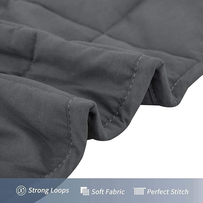 Smart Queen Weighted Blanket for Adults,(48"x72",15lbs Grey) Full Size Soft Cooling Heavy Blanket for Sleeping, Breathable Blanket with Glass Beads Perfect for 120-160 lbs,All Season,Machine Washable