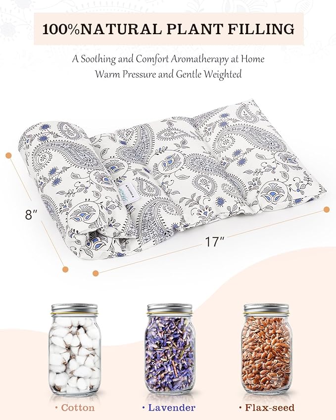 Small Microwave Heating Pad for Neck and Shoulder, Microwavable Versatile Cold/Heated Muscle Ache, Soothing Fatigue Wrap for Back Pain and More, Moist Heat Pad Warm Compress (8x17 inch)