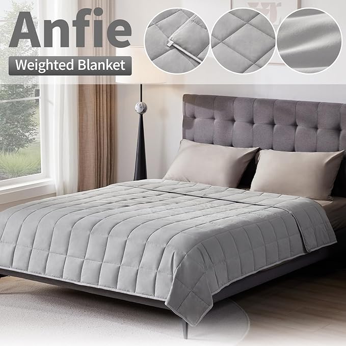 Weighted Blanket Queen/King Size (80"x87" 25lbs),Ultra Soft and Cozy Cooling Weighted Blanket for Adult,Heavy Blanket with Machine Washable Soft Blanket, Stone Grey