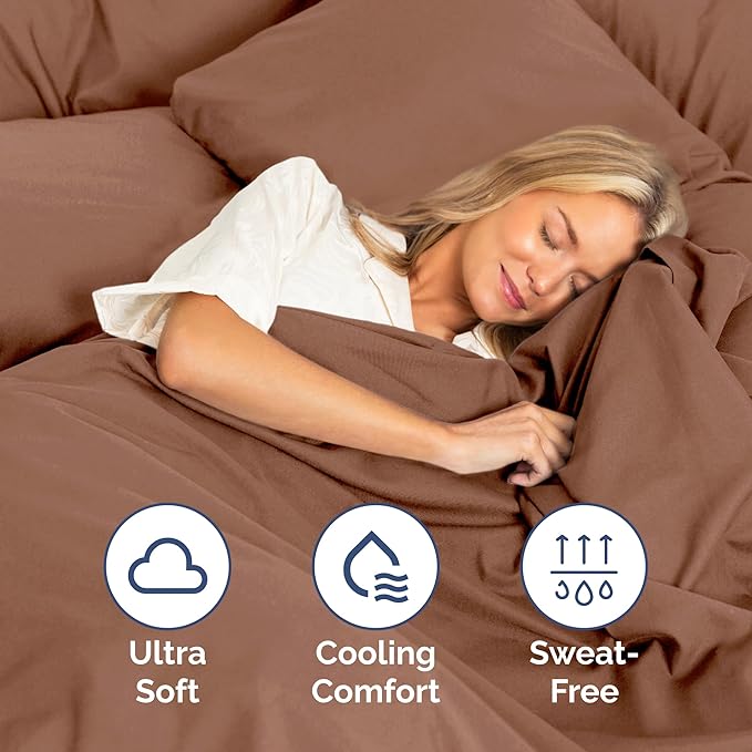 Twin Size 3 Piece Sheet Set - Extra Soft, Breathable & Cooling Sheets - Hotel Luxury Durable Bed Sheets for Women & Men - Deep Pockets, Easy-Fit & Wrinkle-Free Sheets - Copper Brown Oeko-Tex Sheets