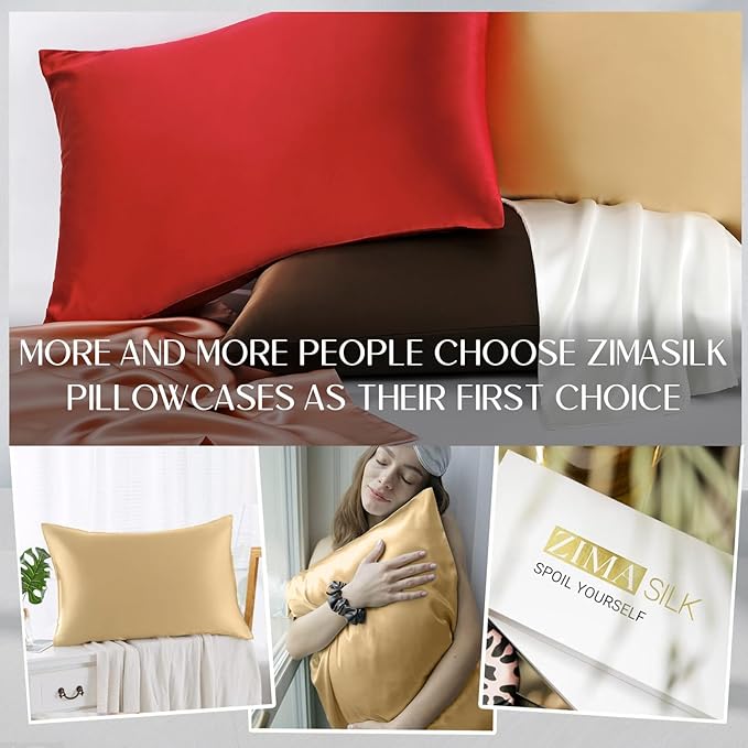 ZIMASILK 100% Pure Mulberry Silk Pillowcase for Hair and Skin Health,Soft and Smooth,Both Sides Premium Grade 6A Silk,600 Thread Count,with Hidden Zipper,1pc(Toddler 13''x18'',Champagne)
