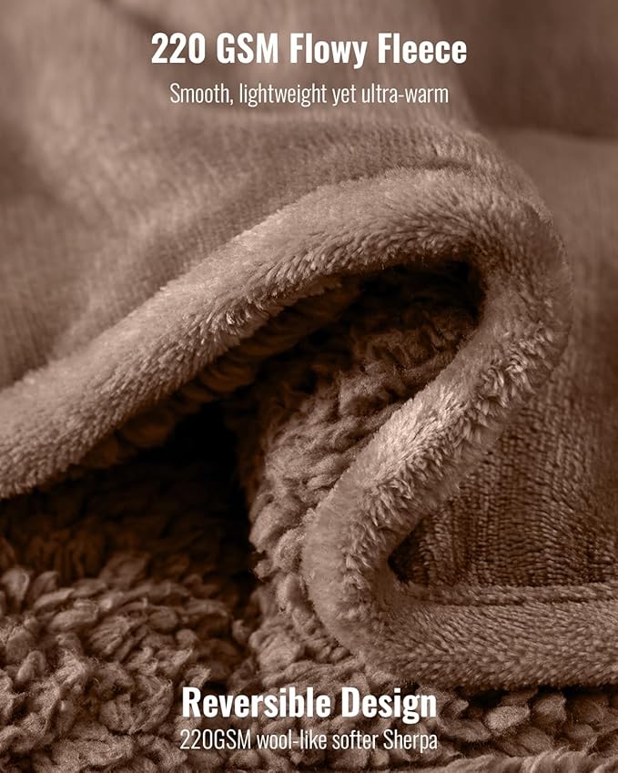 Uttermara Weighted Blanket Twin 15 Pounds, Adult Weighted Blankets with Soft Plush Flannel Fleece & Cozy Warm Sherpa for Couch Bed, Heavy Blanket Great for Sleeping and Relax, 48" x 72" 15lbs in Tan