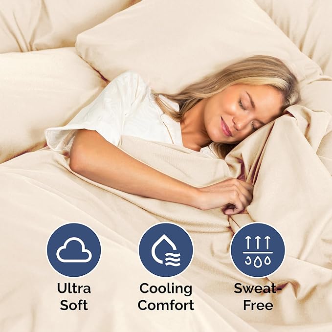 Twin Size 3 Piece Sheet Set - Extra Soft, Breathable & Cooling Sheets - Hotel Luxury Durable Bed Sheets for Women & Men - Deep Pockets, Easy-Fit & Wrinkle-Free Sheets - Cream Pink Oeko-Tex Bed Sheets
