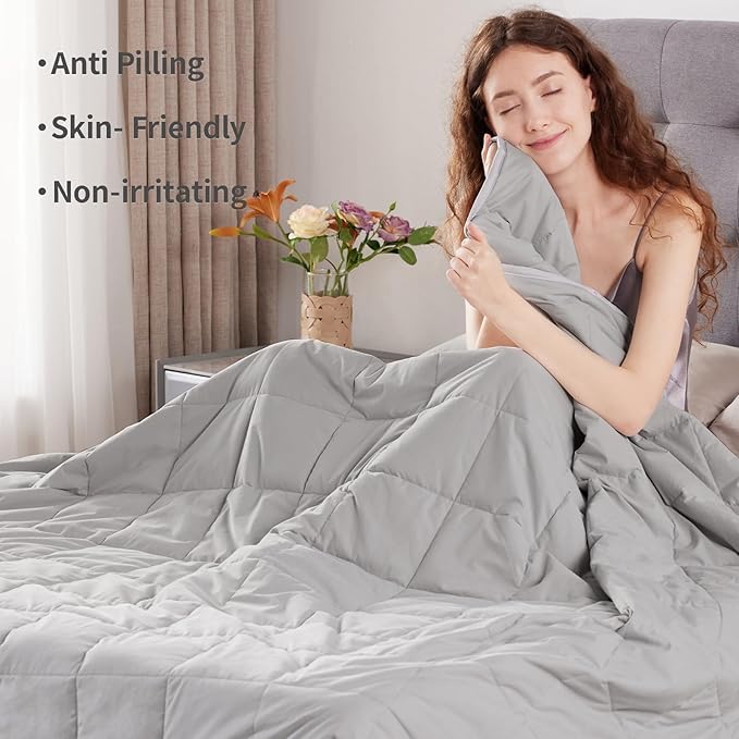 Weighted Blanket Queen/King Size (80"x87" 20lbs),Ultra Soft and Cozy Cooling Weighted Blanket for Adult,Heavy Blanket with Machine Washable Soft Blanket, Stone Grey
