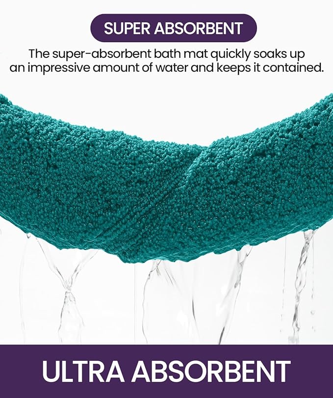 DEXI Bathroom Rugs 43x24, Washable Non Slip Bath Mat for Shower Floor, Absorbent Quick Dry Bathmat with Rubber Backing, Ultra Soft Plush Carpet for Tub, Teal