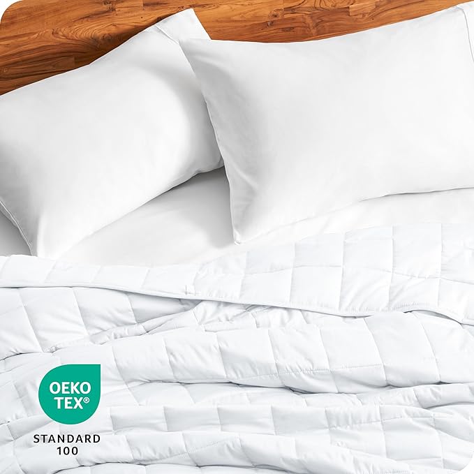 Bare Home Weighted Blanket King Size 25lb (80" x 87") for Adults - All-Natural 100% Cotton - Premium Heavy Blanket Nontoxic Glass Beads (White, 80"x87")