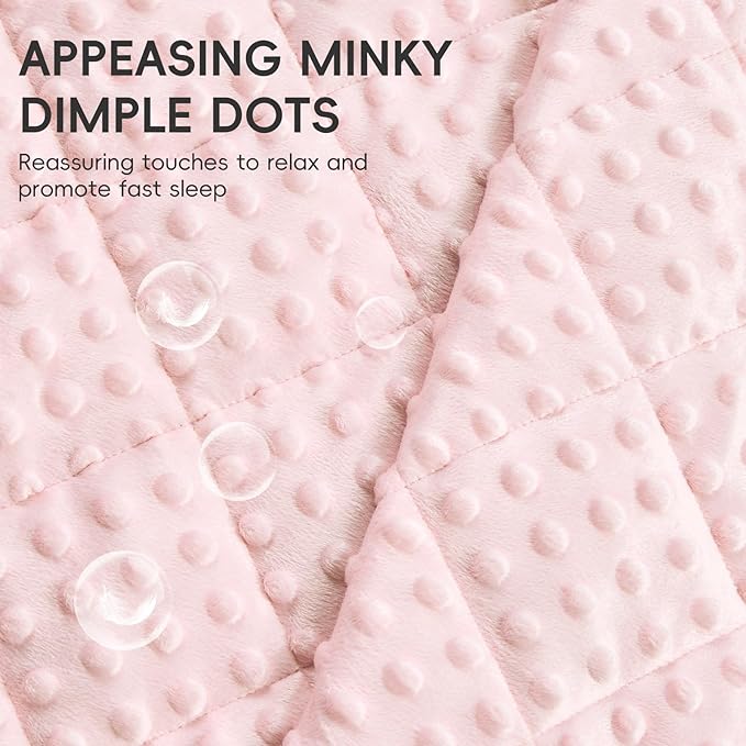 yescool Pink Weighted Blanket 10 Pounds Twin Size Cooling Weighted Throw Blanket, Minky Heavy Blankets Warm Weighted Comforter, Big Washable Thick Blankets Gift for 80-120lbs, 40 * 60in