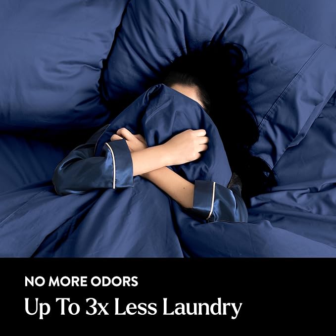 Miracle Made Extra Luxe Soft Cooling Pillowcase, 2-Piece Silver-Infused Cotton Fabric – Lightweight, Thermoregulating, Breathable Cover for Sensitive Skin, Standard Size, Navy Blue