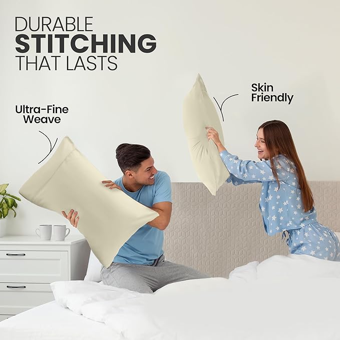 Pillow Covers by Utopia Bedding - Queen Size 2-Pack – Soft Brushed Microfiber – Perfect for Hospitals, Hotels, Guest Rooms – Oeko-TEX Certified, 20x30 Inches (Ivory)