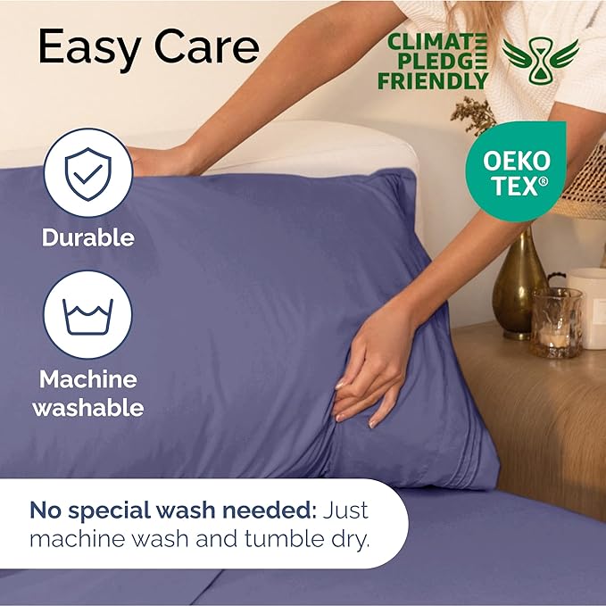 Queen Size 4 Piece Sheet Set - Extra Soft, Breathable & Cooling - Hotel Luxury Durable Bed Sheets - Deep Pockets, Easy-Fit & Wrinkle-Free - French Violet Oeko-Tex